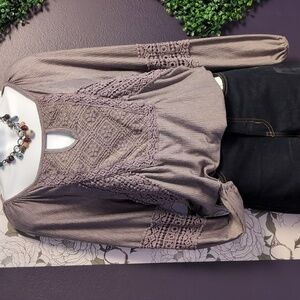 Knox Rose Lilac Lace Peasant Top